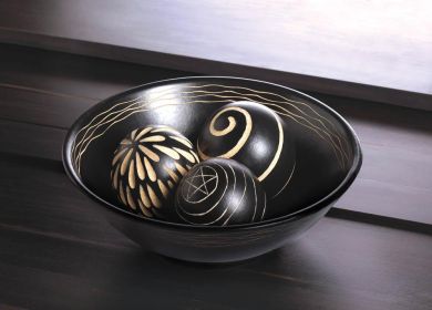 Handcrafted Artisan Decorative Bowl and Matching Balls