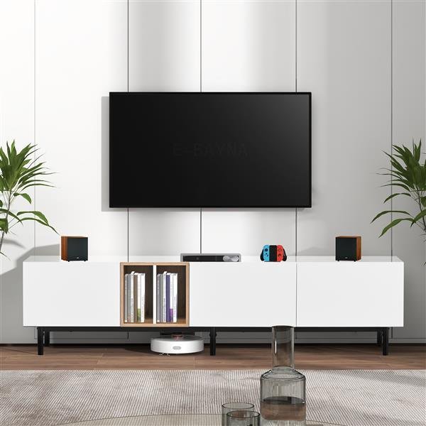 Modern TV Stand for 80'' TV with 3 Doors, Media Console Table, Entertainment Center with Large Storage Cabinet for Living Room, Bedroom Modern TV Stand for 80'' TV with 3 Doors, Media Console Table, Entertainment Center with Large Storage Cabinet for Living Room, Bedroom