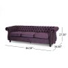 Purple Velvet Sofa, 3-Seater, Classical